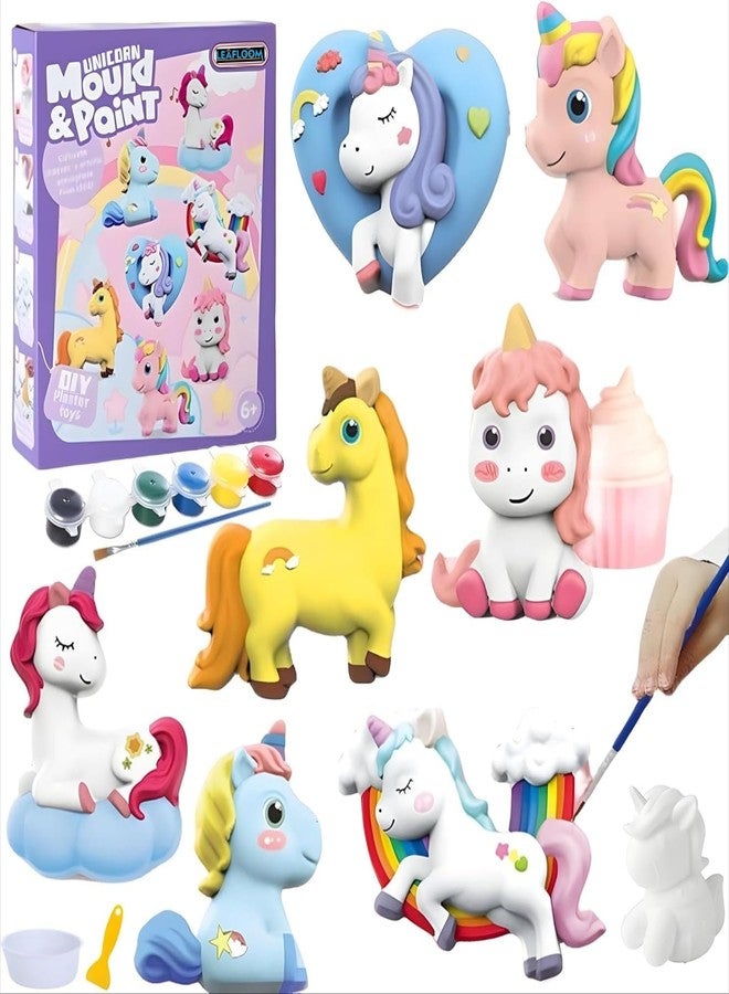 LeafLoom Toys DIY Mould & Paint Craft Kit - Unicorn, Kids for 5 Years,Plaster Figurine Set with Pigments, Palette & Mold, Painting Art & Craft Set -Gift Toys for 3-8 Year Old Boys & Girls || Multicolour Unicorn - Image 1